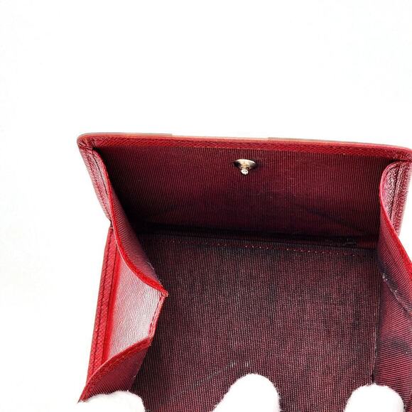 BURBERRY Compact Red Cross Grain Leather Tri-Fold Wallet - Picture 4 of 12